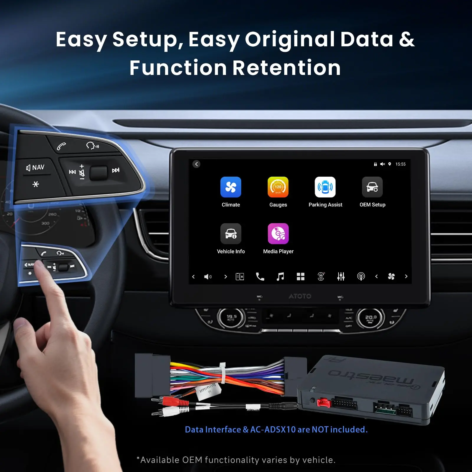ATOTO X10G110E 10.1" Single & Double Din Radio 8-Core Android 13 with 1080P Dash Cam Front & Rear, OBD2 Scanner 5-in-1, Wireless CarPlay & Android Auto, 8+128G Floating QLED Touchscreen, ChatGPT AI - Image 3