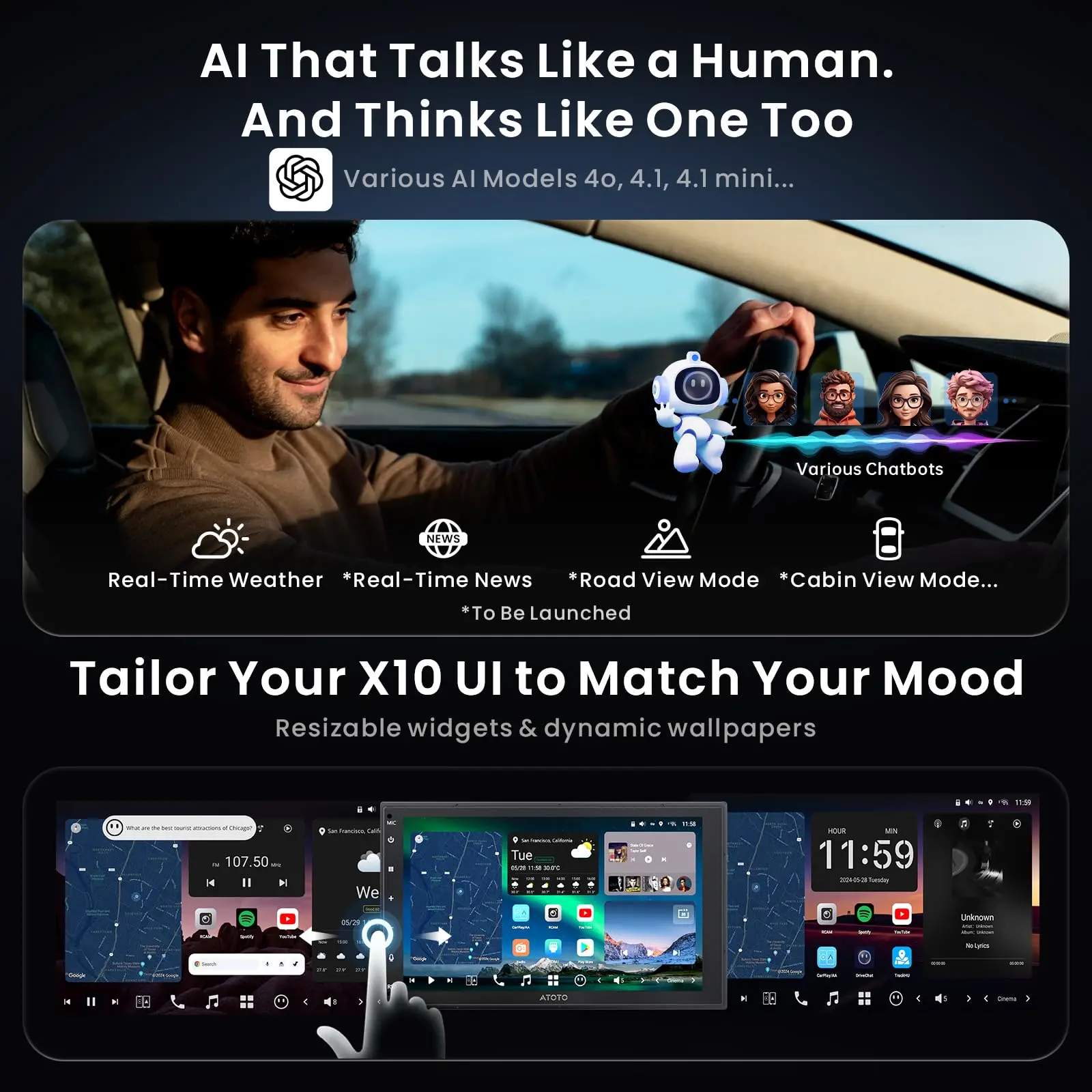 ATOTO X10G2B7E 7" Double Din Car Stereo with OBD2 Scanner,  Wireless CarPlay & Android Auto, QLED Touchscreen, Android 13, Octa-Core 8+128GB, 4G LTE, Built-in Amplifier, GPS, HDMI, Streaming Apps - Image 3