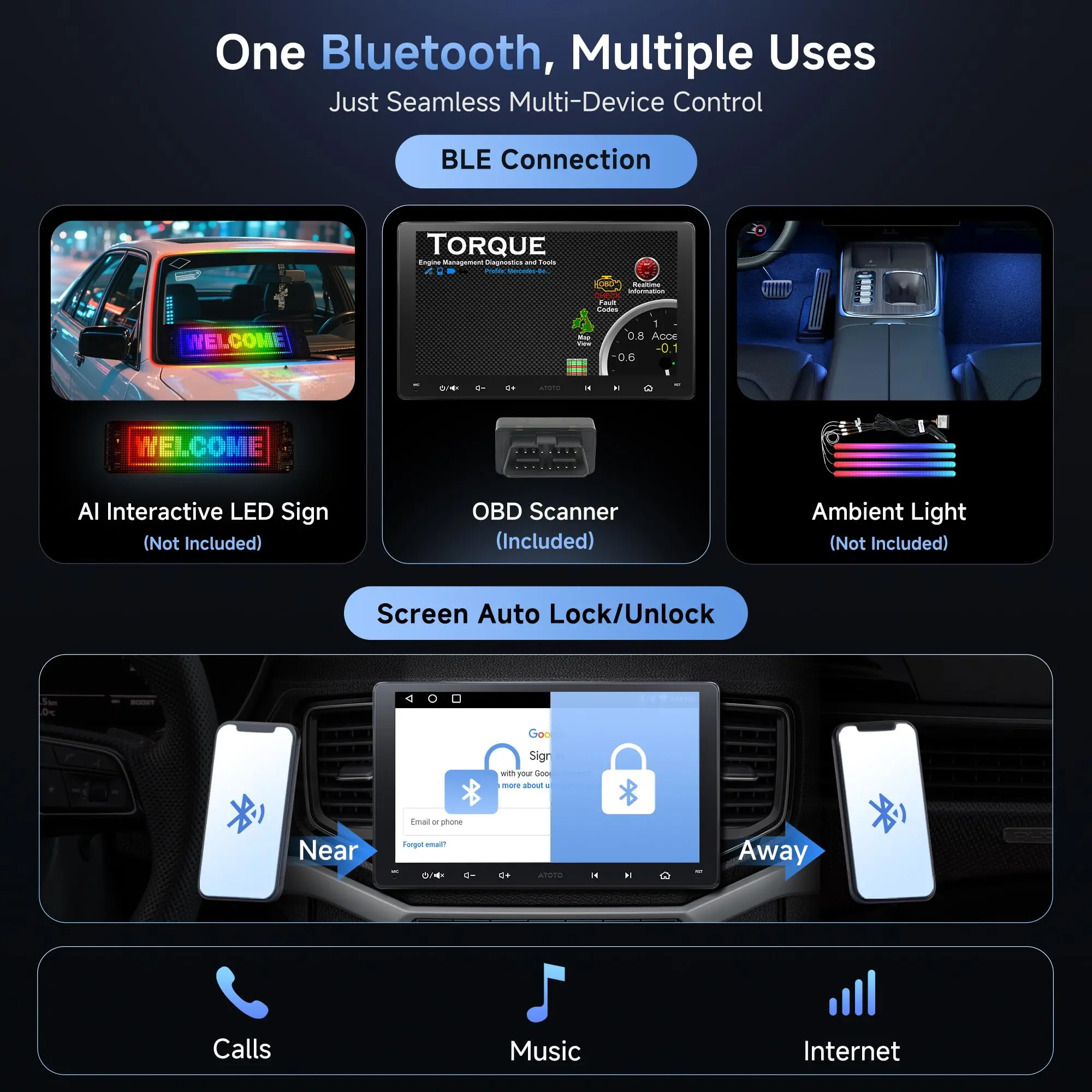 ATOTO A5LG209T 9" Double Din Android Car Stereo with OBD2 Scanner, Wireless CarPlay & Android Auto, AI Voice, 24-Band EQ DSP, WiFi/BT/USB, 2G+32G - Image 3