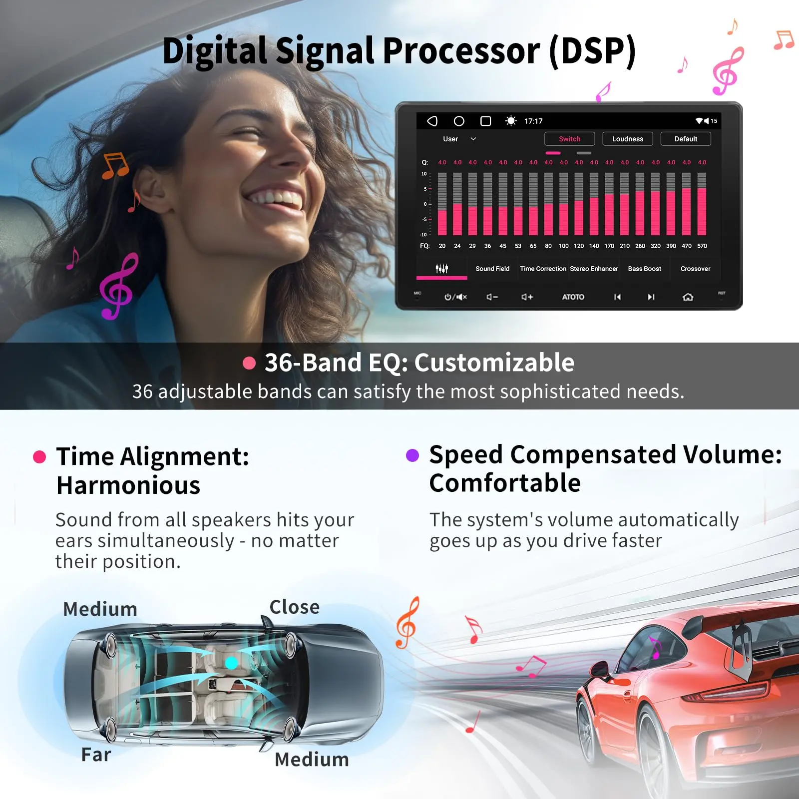 ATOTO A6G209PF 9" Double Din Car Stereo, Android, Wireless CarPlay & Android Auto, Mirror Link, GPS Tracking, In-Dash Navigation, Dual Bluetooth, HD LRV, 2G+32G - Image 6