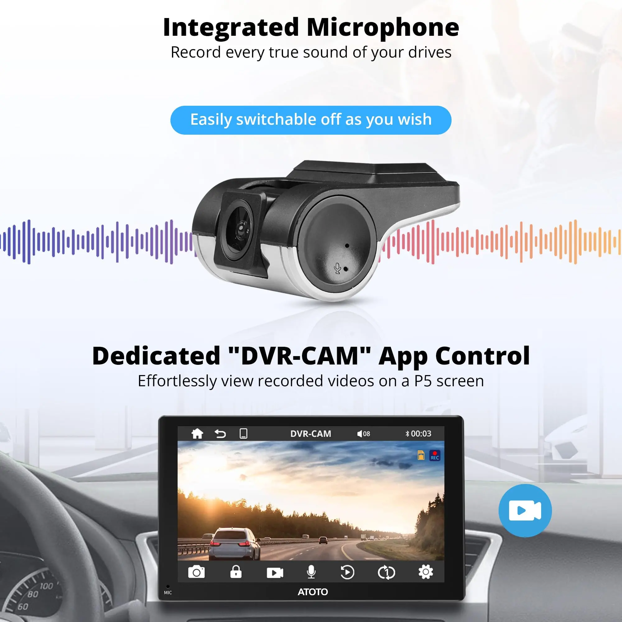 ATOTO AC-44P4 Dash Cam 720P - Caméra Voiture 140° HD, Stockage 128GB, Compatible ATOTO P5 - Image 3