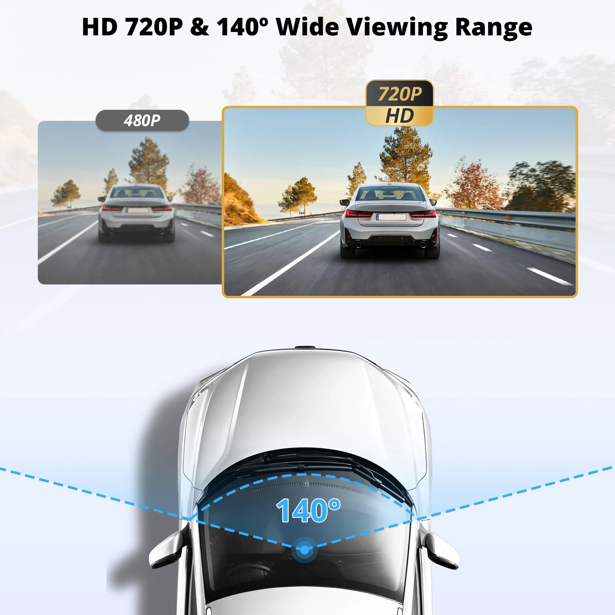 ATOTO AC-44P4 Dash Cam 720P - Caméra Voiture 140° HD, Stockage 128GB, Compatible ATOTO P5 - Image 4