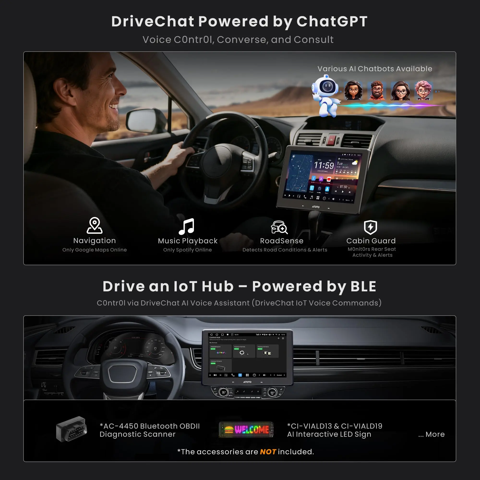 ATOTO X10G110E 10" QLED AI Android Single Din Car Stereo, Floating Screen Head Unit, 8G+128G in-Dash Navigation, 4G LTE, Wireless Carplay & Android Auto, Dual Phone Connection & 2 BT, 36B-EQ - Image 7