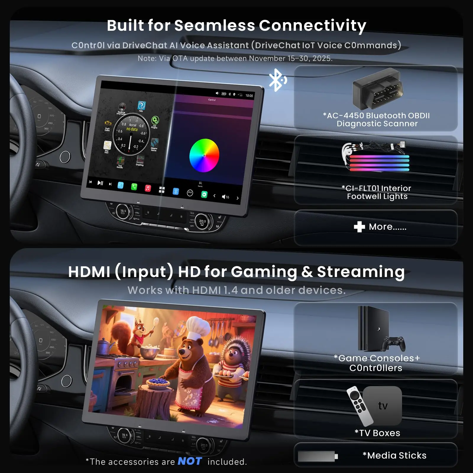 ATOTO X10G129E 12.9" Floating Screen Single Din Android Car Stereo, 8GB+128GB QLED Single Din Head Unit with Wireless CarPlay & Android Auto, 4G LTE, GPS, Dual Bluetooth, 36-Band EQ, AI Assistant - Image 7