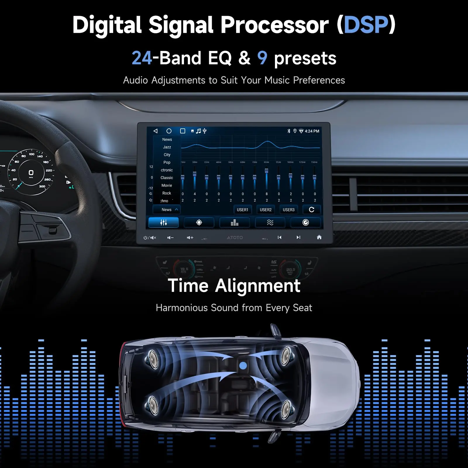 ATOTO A5LG110T 10" Android Double Din & Single Din Car Stereo, Floating QLED Touchscreen Radio with Wireless CarPlay & Android Auto, Backup Camera, HD LRV, DSP, WiFi/BT/USB - Image 5