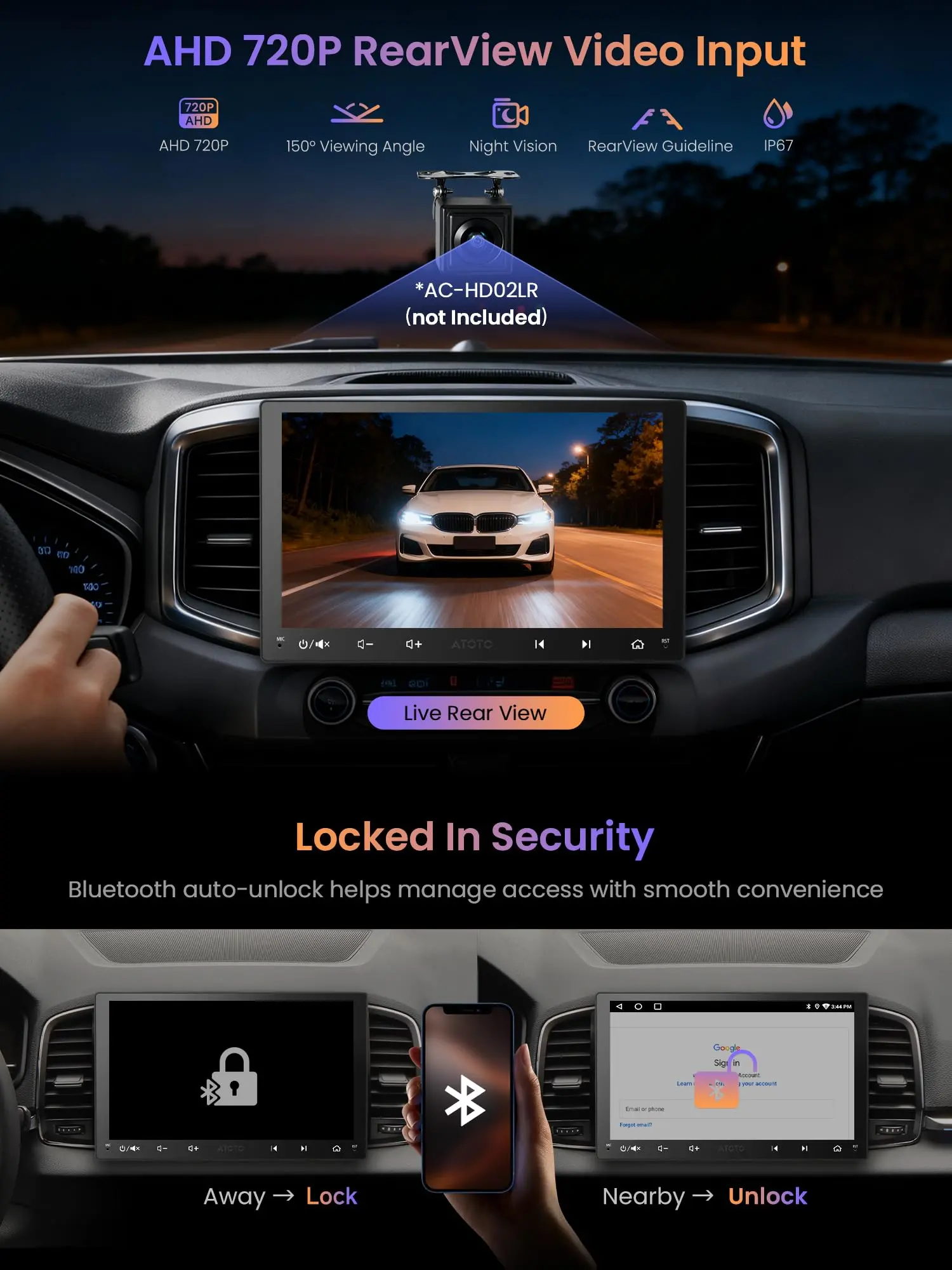 ATOTO A5LG209T 9" Android Double Din Car Stereo, Wireless Android Auto CarPlay Head Unit with WiFi BT USB, in-Dash GPS Navigation System, 1280 * 720P Touchscreen, AM/FM, 2+32G - Image 6