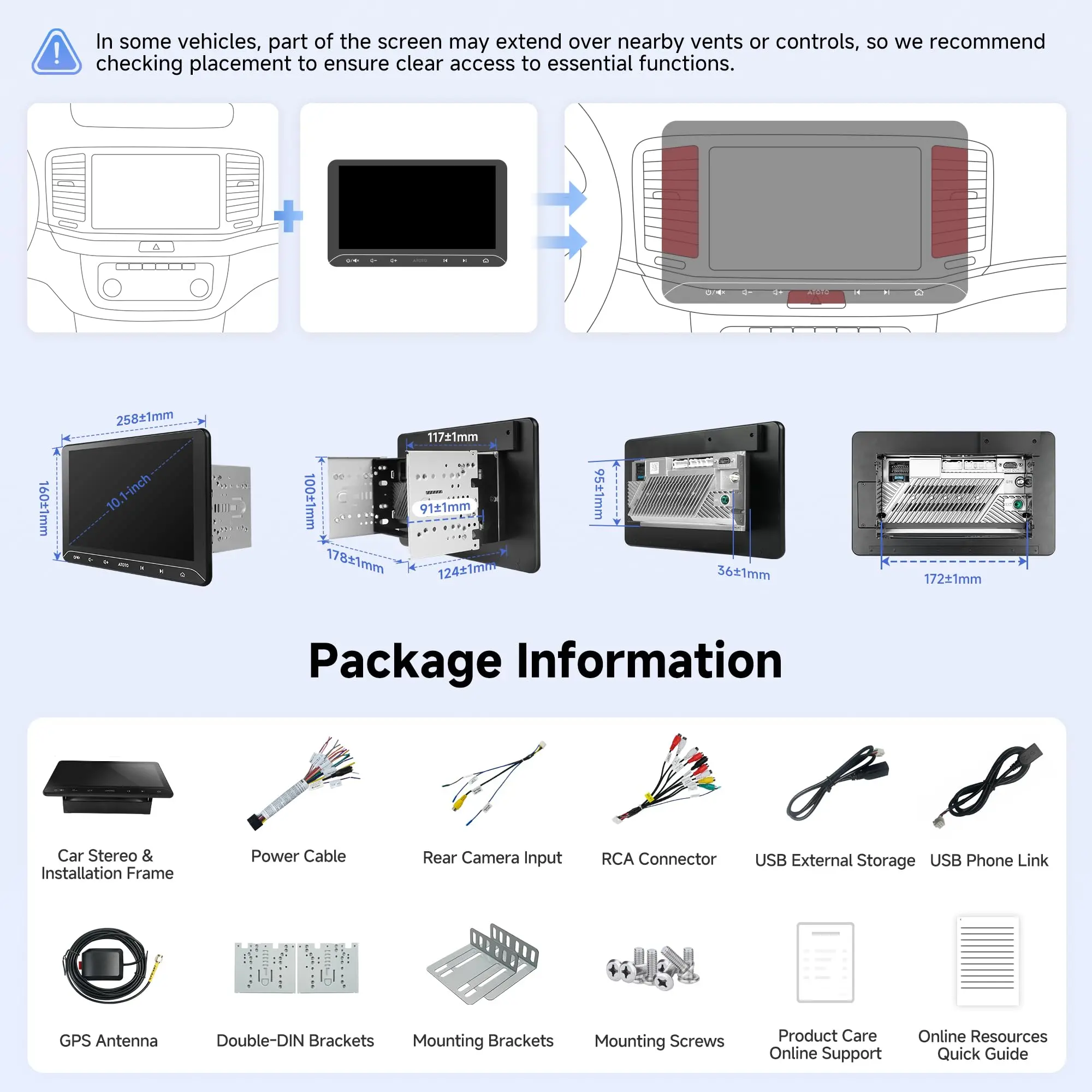 ATOTO A5LG211T 10.1" Android Double Din Car Stereo, Touchscreen, Wireless CarPlay & Android Auto, Wi-Fi/BT/USB Tethering, 24-Band EQ DSP, Bluetooth, MirrorLink, FM/AM/TF, 2G+32G - Image 8