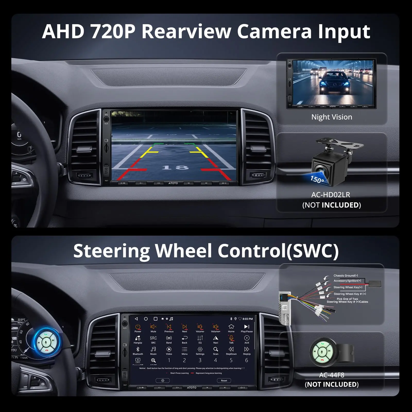 ATOTO A5LG2A7T 7" Double Din Car Stereo, Android, Wireless CarPlay & Android Auto, Bluetooth, GPS Tracking, 2G+32G, Wi-Fi/BT/USB Tethering, 24-Band EQ, FM/AM, TF Card - Image 7