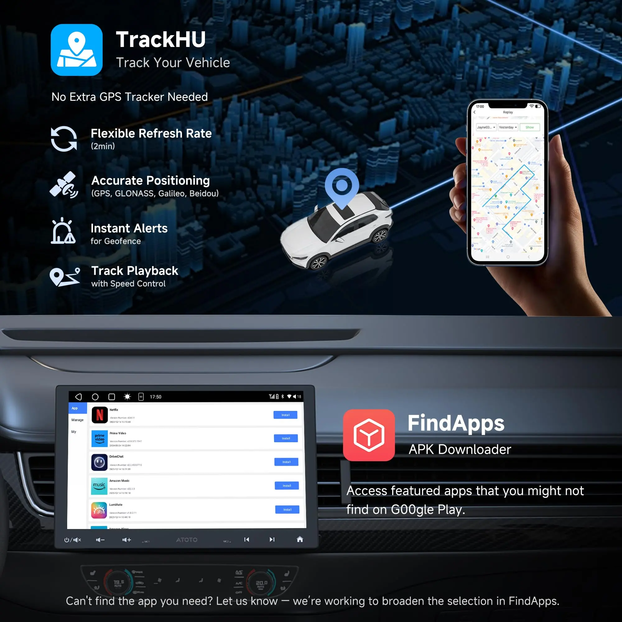 ATOTO A6G110PF 10.1" Bluetooth Radio for Car, 8-Core Android Single & Double Car Stereo, Wireless CarPlay & Android Auto, Floating QLED Touchscreen, 2+32G, ChatGPT, GPS Tracker, HD LRV, WiFi/BT/USB, Dual Bluetooth - Image 5