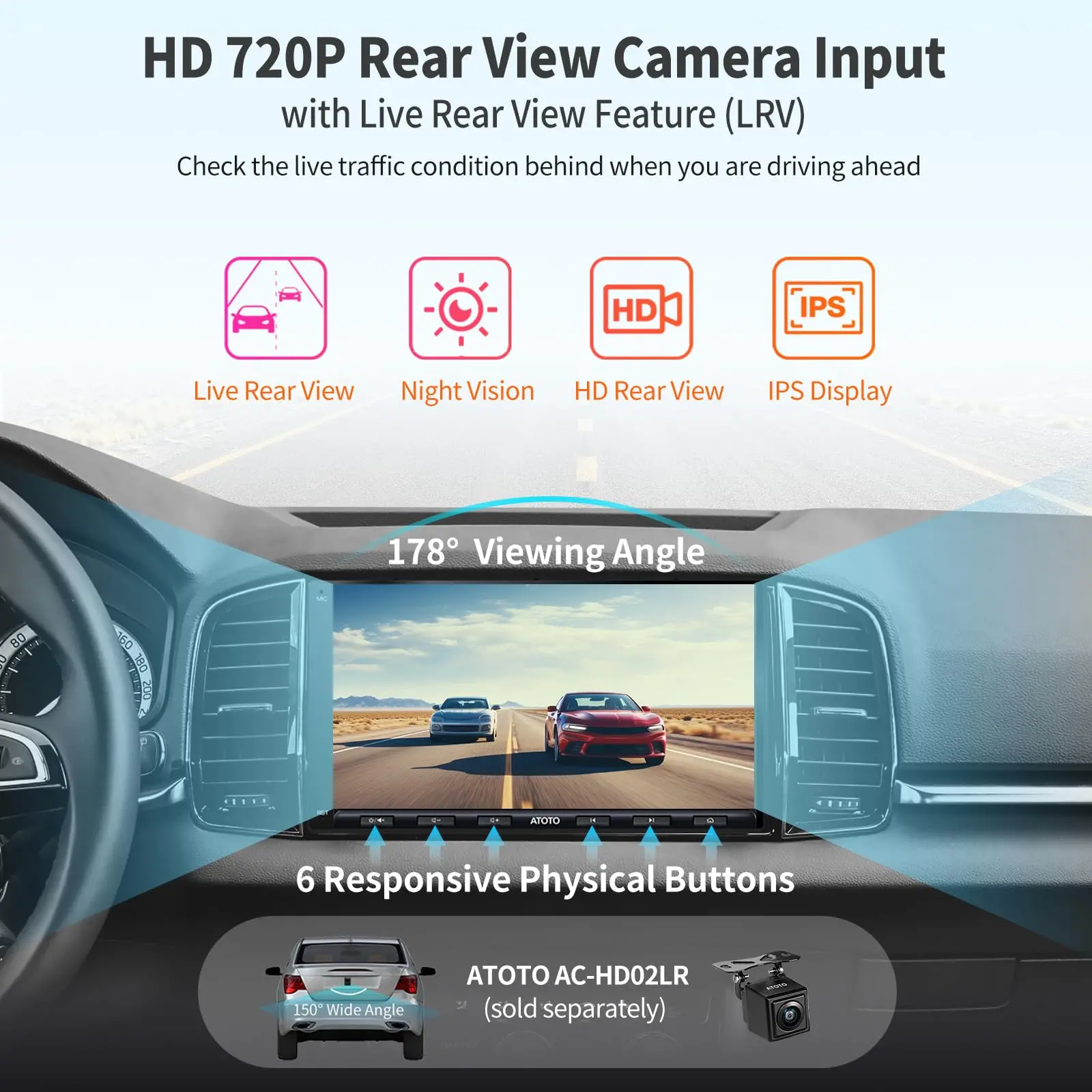 ATOTO A6G2A7PF 7" Double Din Car Stereo, Android, Wireless CarPlay & Android Auto, MirrorLink, GPS Tracking, HD LRV, 2G+32G, WiFi/Bluetooth/USB Tethering, Touchscreen Navigation - Image 6