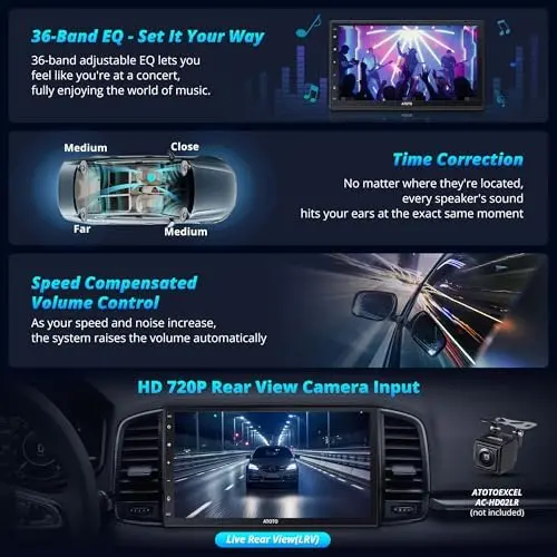 [Fully Laminated Screen] ATOTO A6G2C7PF 7" Android Double Din Car Stereo, 8-Core, Wireless Carplay & Android Auto, GPS, LRV, WiFi/BT - Image 5