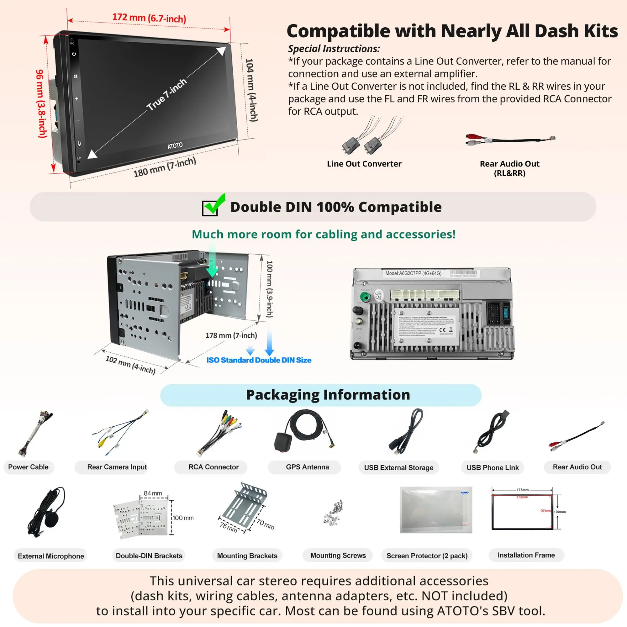 ATOTO A6G2C7PP 7" Double Din Android Car Stereo, Touchscreen, Wireless CarPlay & Wireless Android Auto, Dual Bluetooth, MirrorLink, GPS Tracking, WiFi/BT/USB Tethering, 4G+64G - Image 7