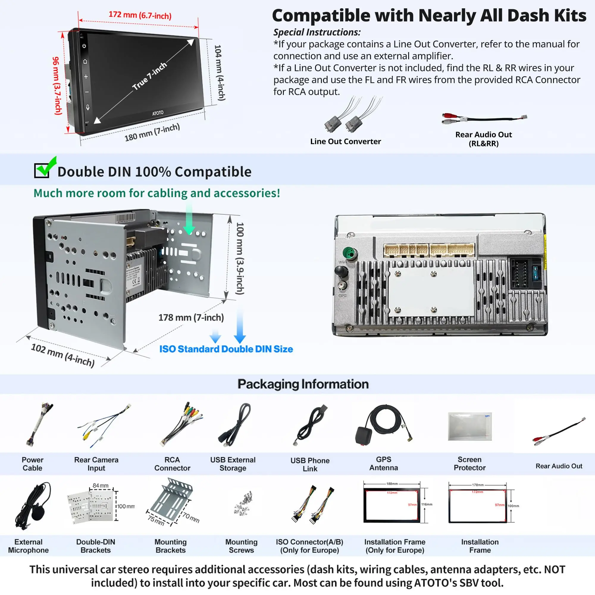 ATOTO A6G2B7PF 7" Double Din Android Car Stereo, Wireless CarPlay & Android Auto, MirrorLink, Dual Bluetooth, DSP, FM Radio, 4G LTE WiFi/BT/USB Tethering, In-Dash Navigation, 8-Core 2G+32G - Image 7