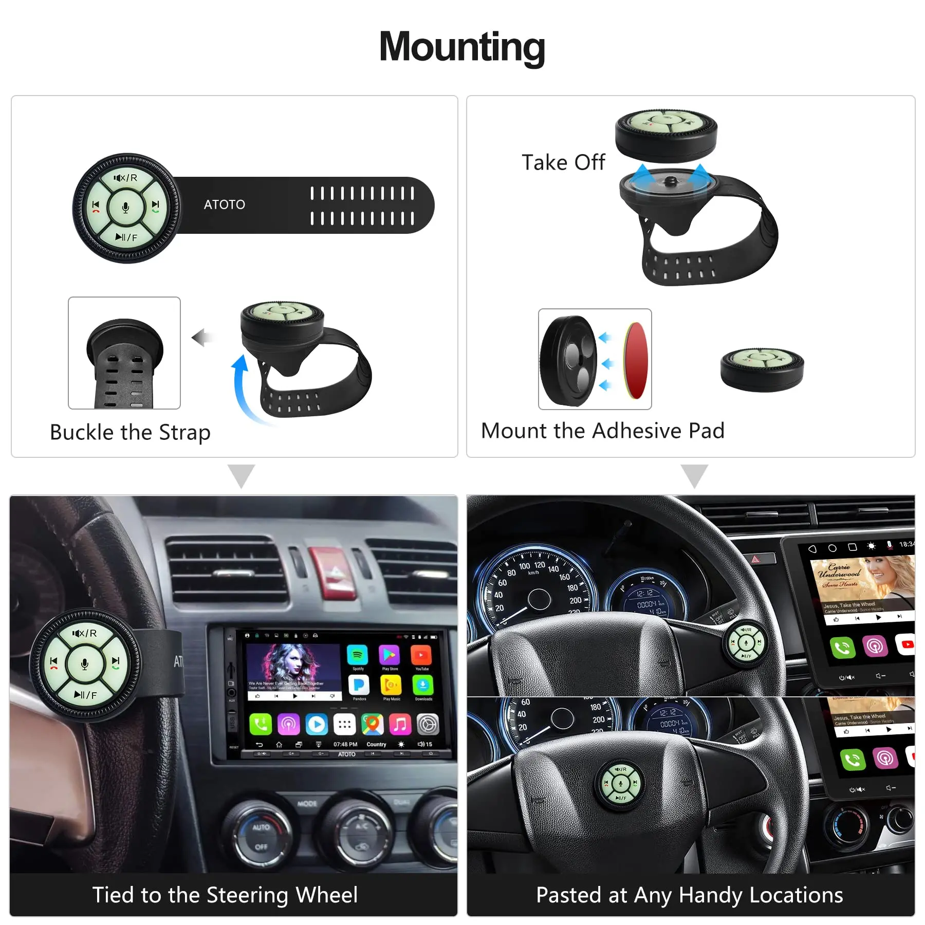 ATOTO AC-44F5 Wireless Remote Control, Watchband Style, Luminous Buttons, Plug & Play, Only for ATOTO Car Stereos (SA102, A6Y, A6 KL, F7, S8), Not Compatible with A6 PF, S8 Lite, S8 MS - Image 3