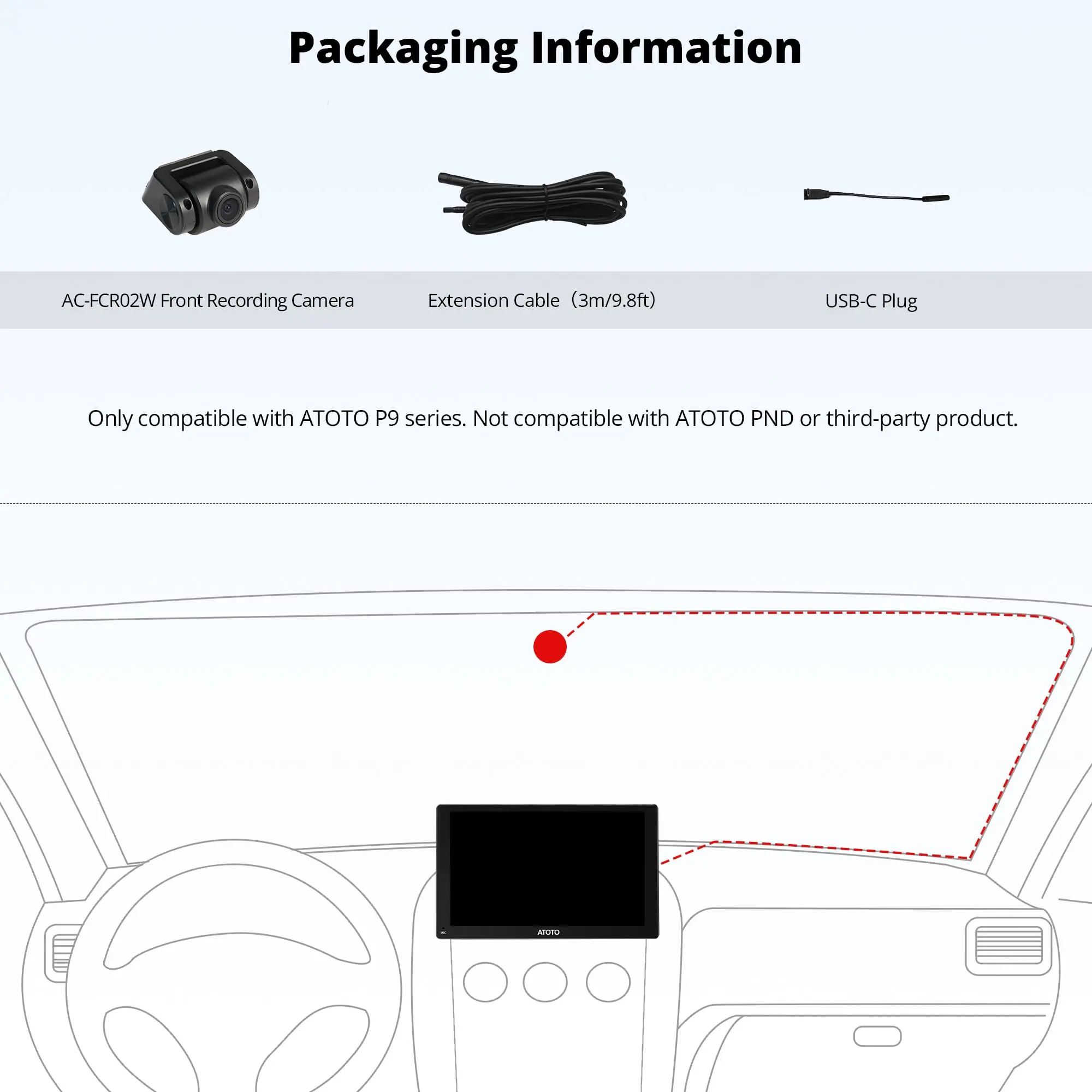 ATOTO AC-FCR02W 1080P Front Dash Cam with 150° Wide Angle, Light Suppression, and 128GB Storage Support – Only for ATOTO P9 Series - Image 5