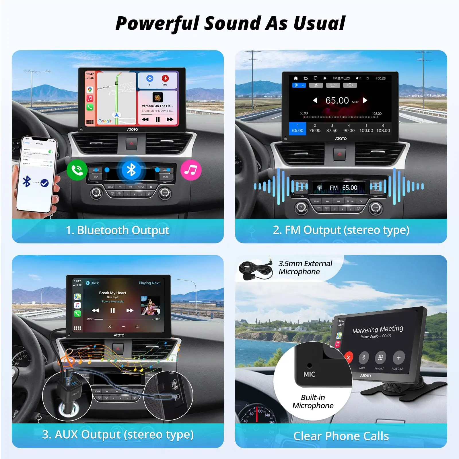 ATOTO P507SD 7″ Portable CarPlay Screen with Dual Cameras – QLED Glare-Suppressing Touchscreen, GPS Navigation, Wireless CarPlay & Android Auto, Remote Control, Bluetooth & AUX/FM - Image 6