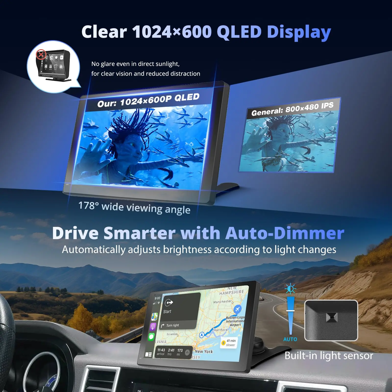 ATOTO P507SD 7" Portable CarPlay Screen with 1080P Backup Camera & Remote Control – Wireless CarPlay & Android Auto Touchscreen, Dash GPS Navigation, QLED Glare-Suppressing Display, MirrorLink - Image 6