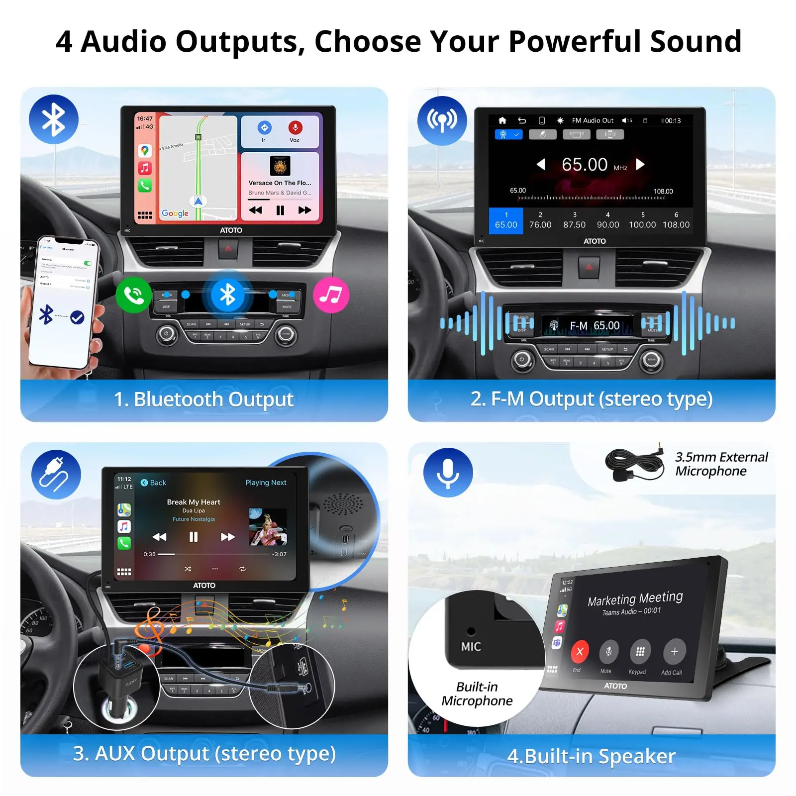 ATOTO P509SD 9″ QLED Portable CarPlay Screen with 1080P Backup Camera & Remote Control, Wireless CarPlay & Android Auto, GPS Navigation, MirrorLink & AUX/FM Output - Image 5