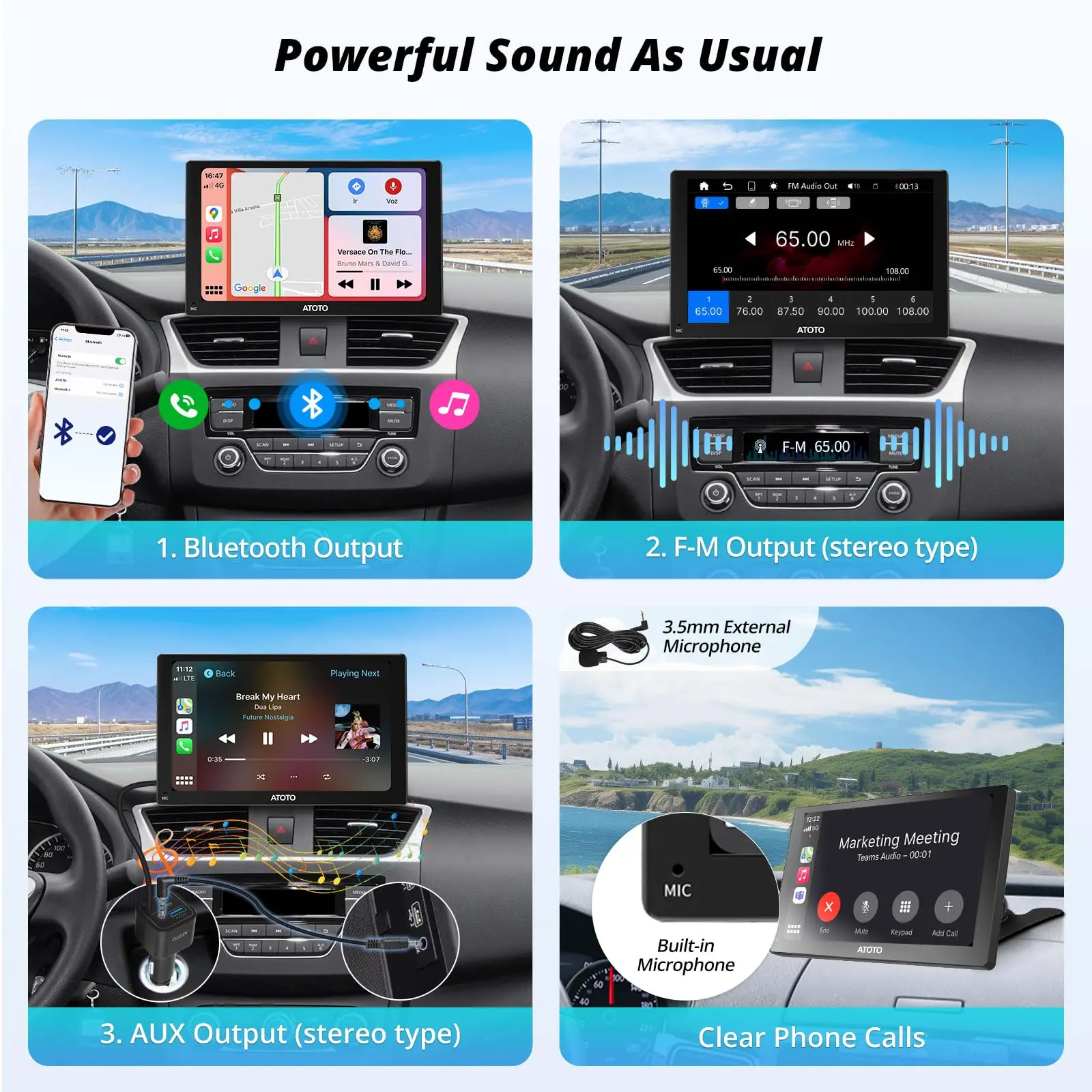 ATOTO P509SD 9'' Portable CarPlay Screen with Dash Cam, 1080p Backup Camera, CarPlay & Wireless Android Auto, Touch Screen,AUX/FM, SWC - Image 6