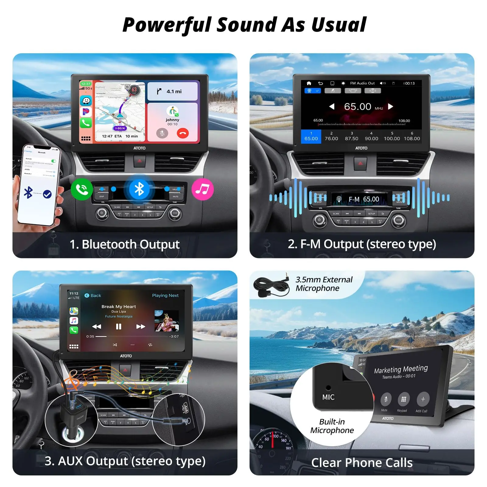 ATOTO P509SD 9" Portable CarPlay Screen with Remote Control – QLED Glare-Suppressing Touchscreen, Bluetooth & AUX/FM Output, MirrorLink, GPS Navigation - Image 6