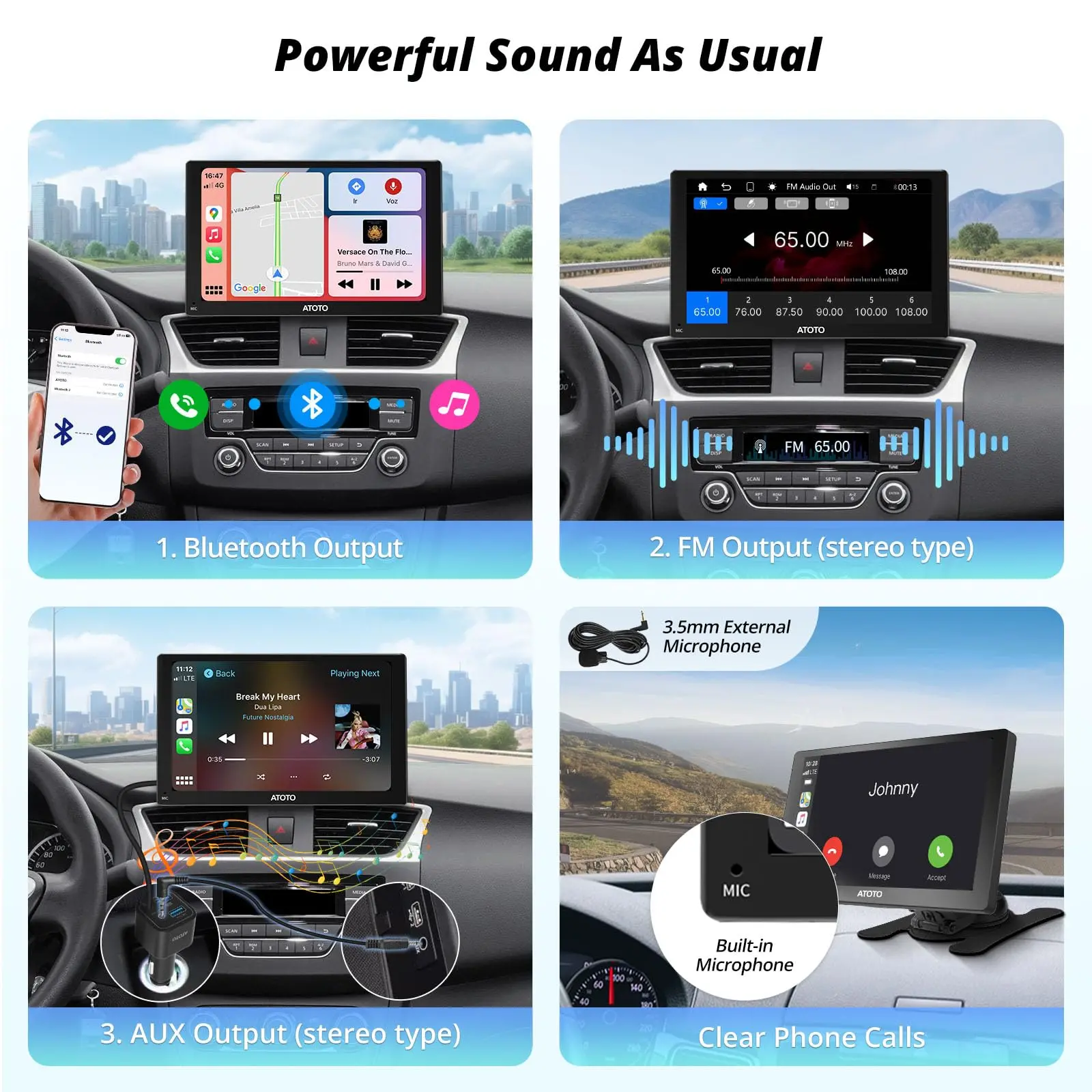 ATOTO P507SD 7″ Portable CarPlay Screen with Remote Control – QLED Touchscreen, Wireless CarPlay & Android Auto, Bluetooth, Auto-Dimmer, GPS Navigation, MirrorLink, AUX/FM/MIC - Image 6