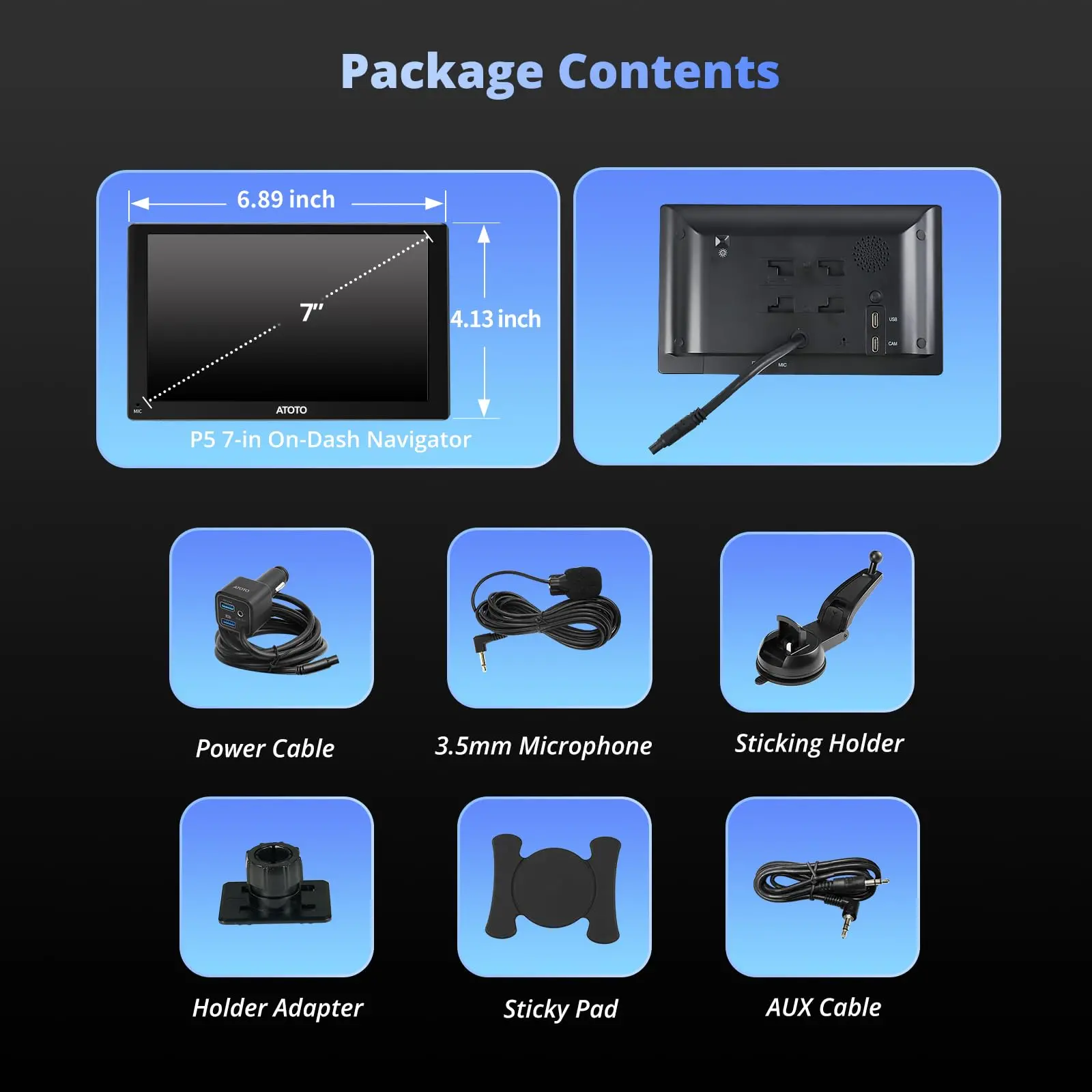 ATOTO P507SD 7" Portable CarPlay Screen, QLED HD Touchscreen Auto-Dimmer Glare-Suppress, Car Radio Bluetooth Navigator, MirrorLink, AUX/FM - Image 7