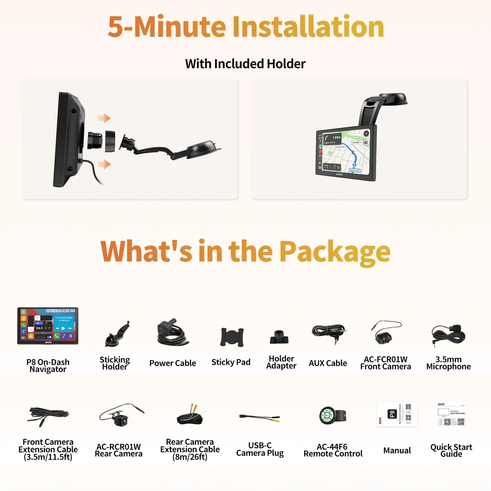 ATOTO P807PR 7" Portable Car Stereo with Dual Cameras, Wireless CarPlay & Android Auto, Bluetooth, Wi-Fi, GPS Tracking, MirrorLink, Multimedia Audio Player - Image 7