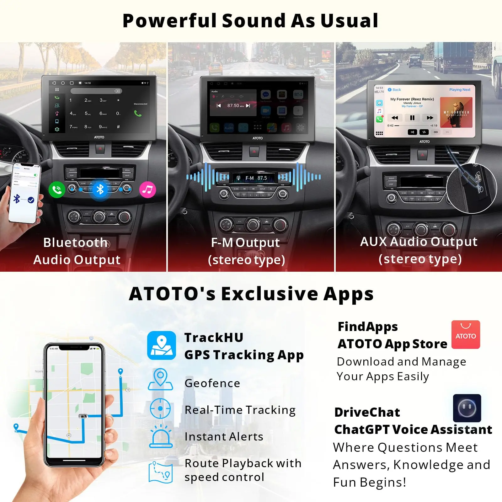 [RevcarX] ATOTO 7" Portable Car Stereo with 1080P Rear Camera, AI Voice, 4G LTE WiFi, Wireless CarPlay & Android Auto, QLED Touchscreen, 4+32G, Dual Bluetooth, GPS Tracking, HDMI Input - Image 6