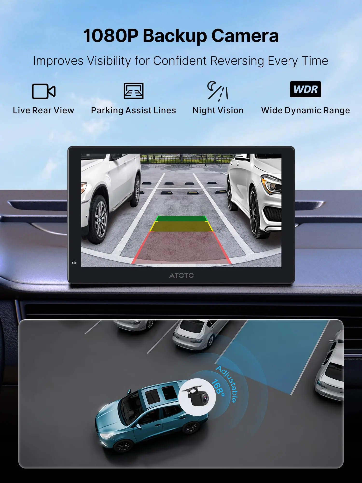 ATOTO P909PR1N-S2 9" QLED Portable Android CarPlay Screen, Wireless CarPlay & Android Auto, Backup Camera, Netflix/YouTube, AI, GPS, Dual BT, MirrorLink, 4G LTE - Image 7