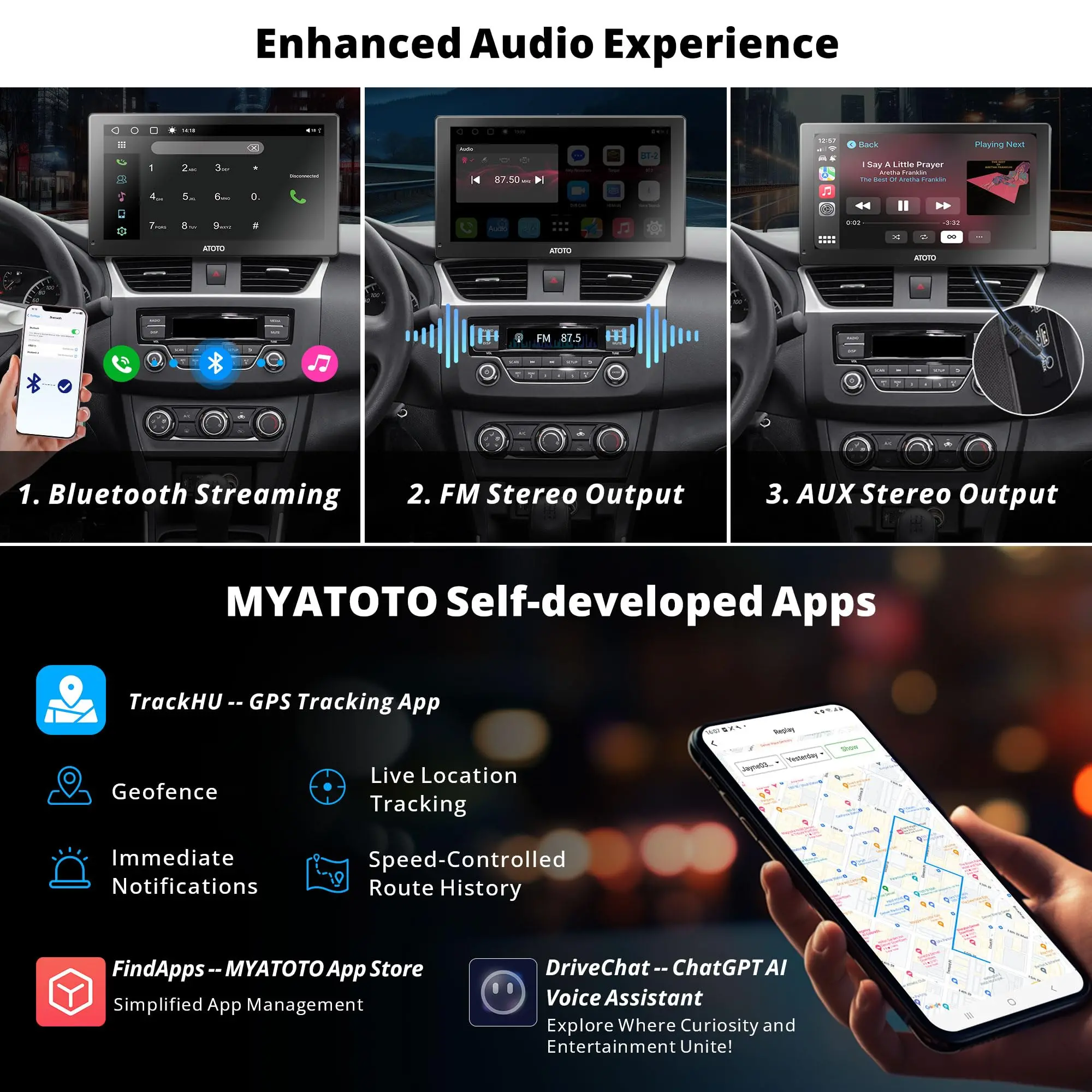 ATOTO 9" Portable Car Stereo with QLED Touchscreen, Wireless/Wired CarPlay & Android Auto, 2GB+32GB, ChatGPT AI, Fast Boot, 1280x720p Display - Image 6