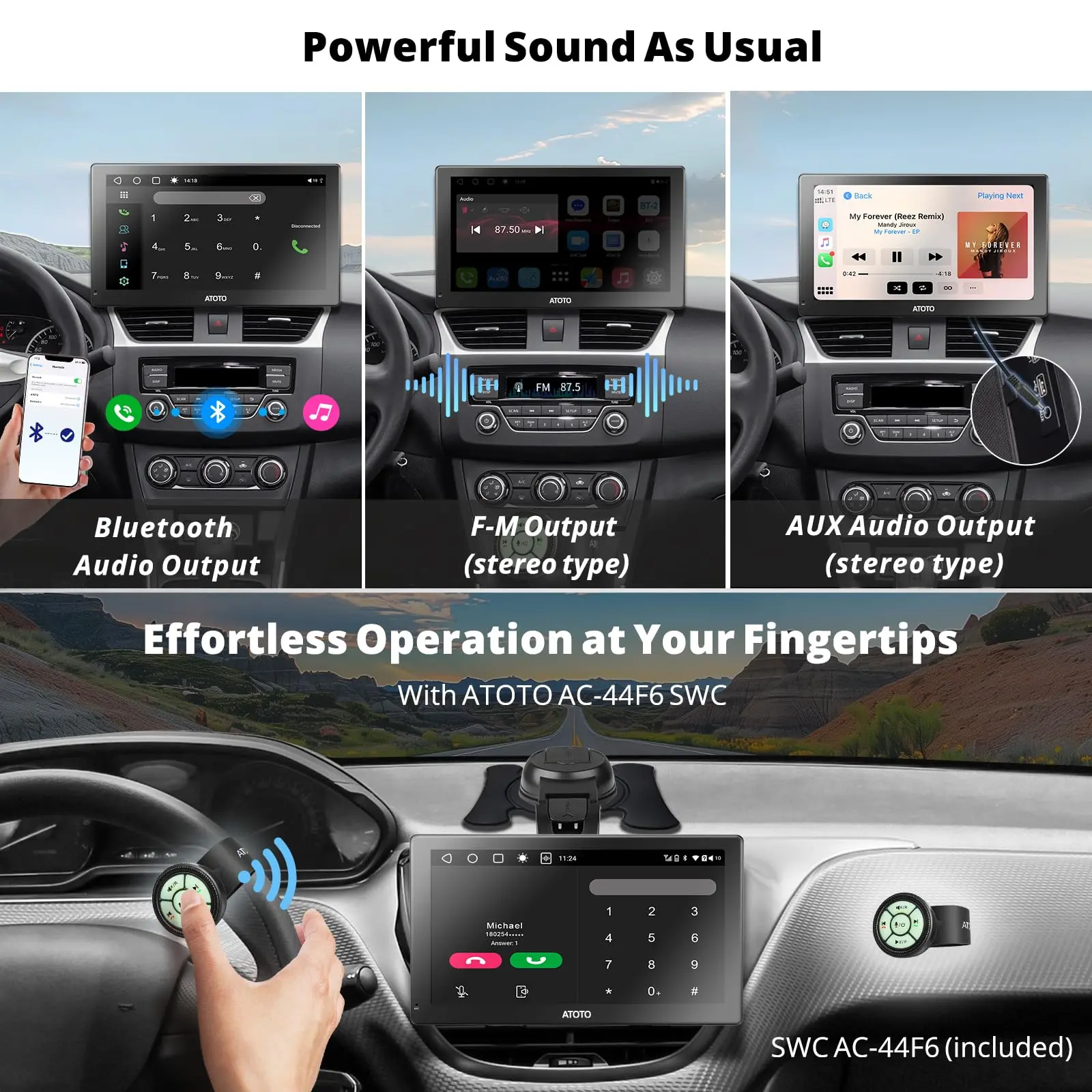 ATOTO 9" Portable Car Stereo, QLED Display, Wireless CarPlay & Android Auto, Wi-Fi Hotspot, USB, Dual Bluetooth, GPS Tracking, HDMI Input, 4 Audio Outputs, SWC, Auto-Dimming, 2+32GB - Image 7