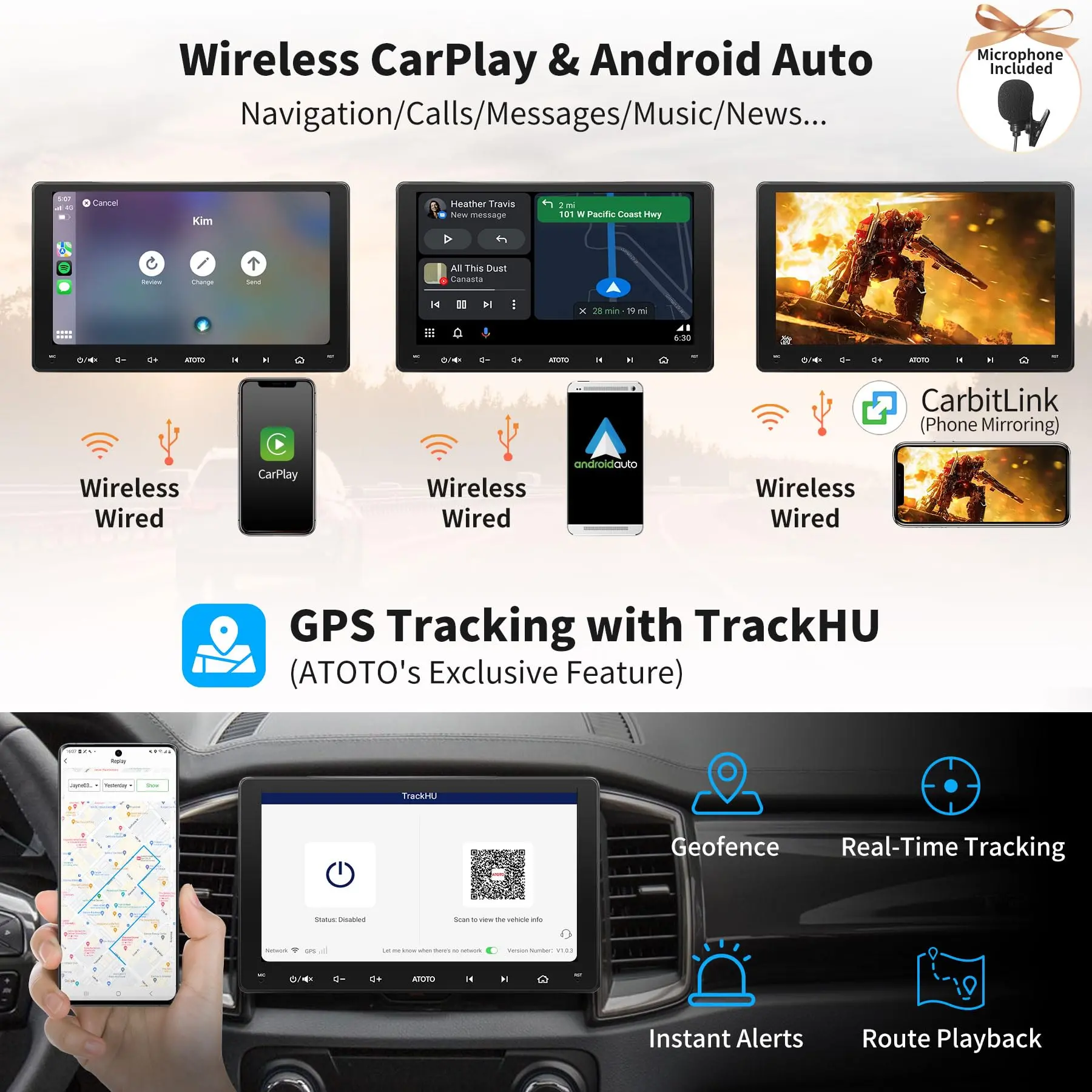 ATOTO S8G2094MS 8-Core 9" Android Double Din Car Stereo, QLED Touchscreen, Wireless CarPlay & Android Auto, Dual Bluetooth, GPS Tracking, SCVC,4G LTE/WiFi&BT&USB Tethering - Image 4