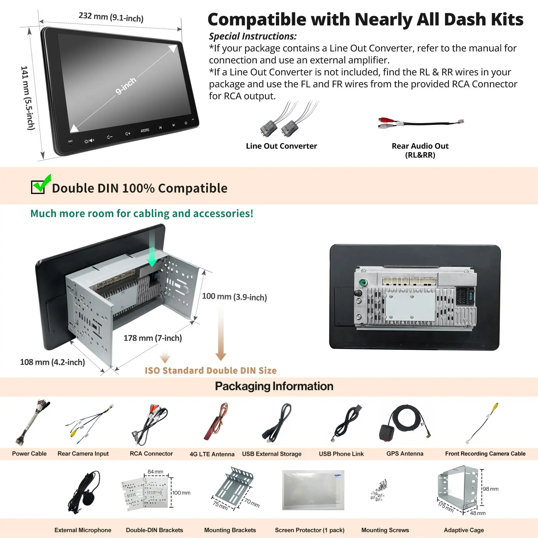 ATOTO S8G2094MS 8-Core 9" Android Double Din Car Stereo, QLED Touchscreen, Wireless CarPlay & Android Auto, Dual Bluetooth, GPS Tracking, SCVC,4G LTE/WiFi&BT&USB Tethering - Image 7