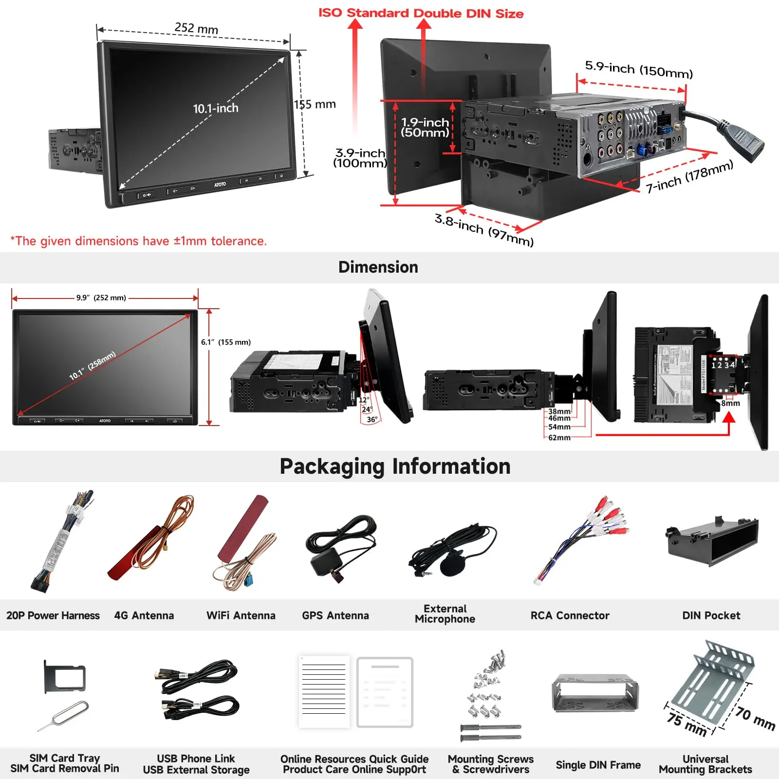 ATOTO S8G1104PRN 10.1" Single Din Car Stereo with QLED Touchscreen, Wireless CarPlay & Android Auto, 4x29W DSP Amplifier, HDMI Input, GPS Tracking, 4+32G, Dual Bluetooth & Live Rear View Camera Support - Image 6