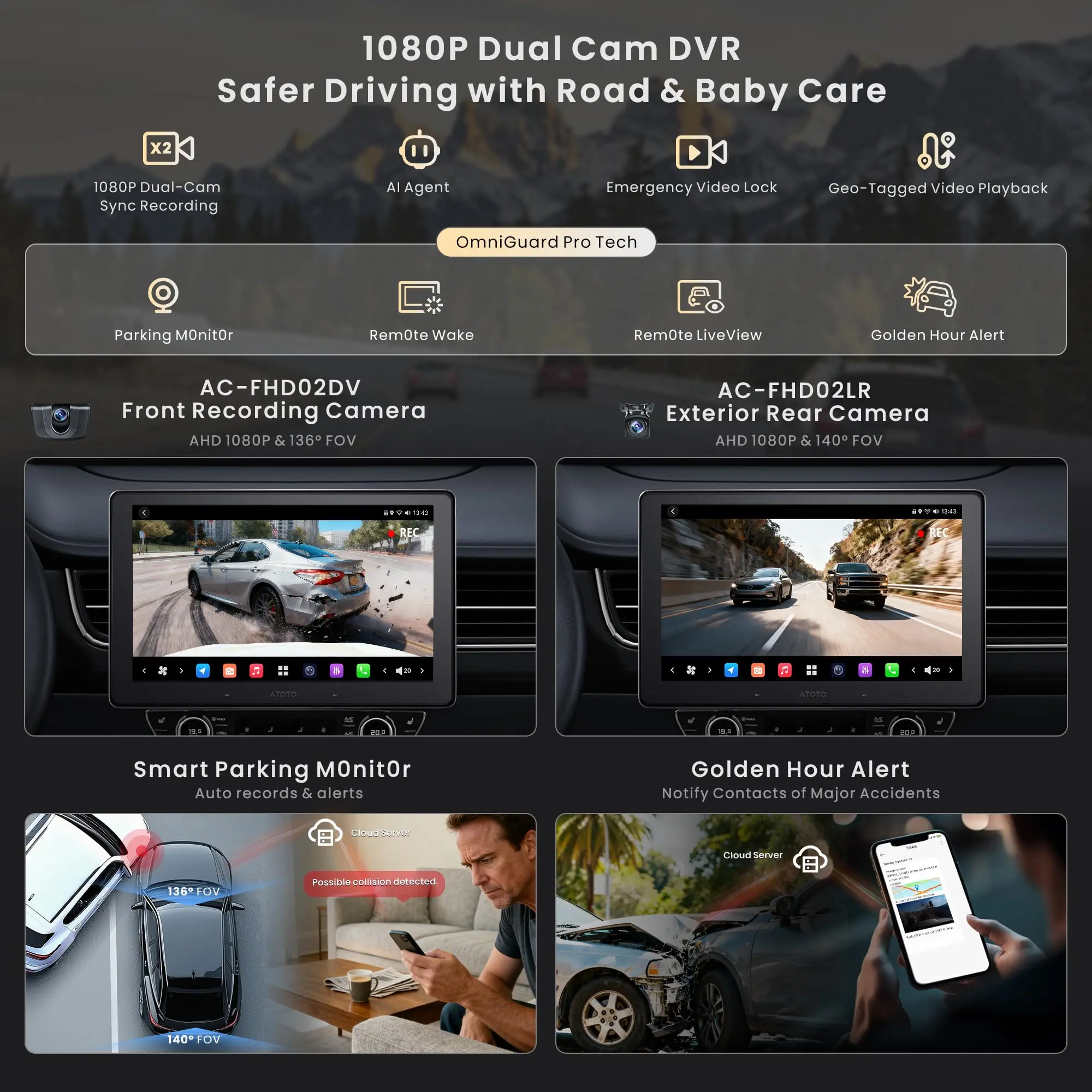 ATOTO X10G110E 10.1" Android Car Stereo with Wireless CarPlay & Android Auto, QLED Floating Touch Screen, Dual 1080P Dash Cam, 8GB RAM, 128GB ROM, DSP 7.1.2 Sound, WiFi/Cellular - Image 4