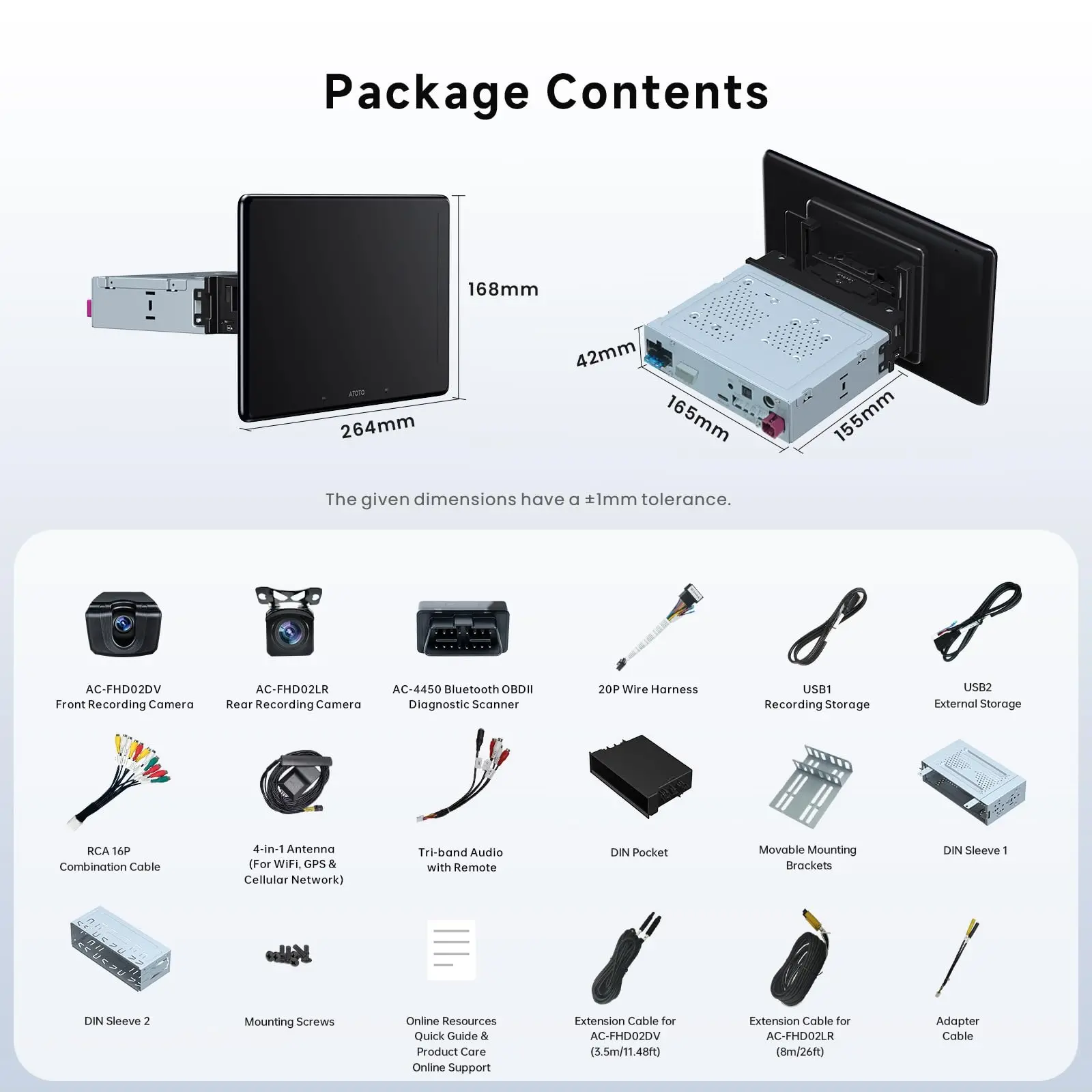 ATOTO X10G110E 10.1" Single & Double Din Radio 8-Core Android 13 with 1080P Dash Cam Front & Rear, OBD2 Scanner 5-in-1, Wireless CarPlay & Android Auto, 8+128G Floating QLED Touchscreen, ChatGPT AI - Image 9