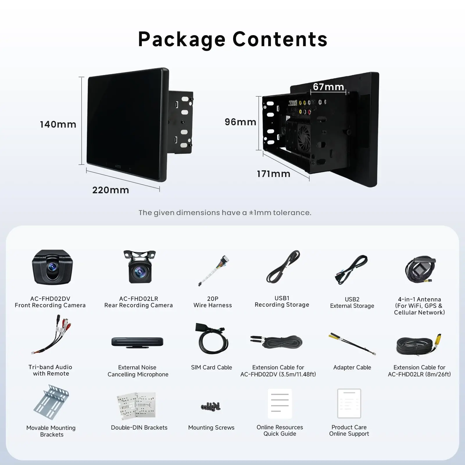 ATOTO X10G209E 9" Double Din Radio with 1080P Dual Dash Cam, Android 8+128G, Wireless CarPlay/Android Auto, HDMI-in & SPDIF Output, DSP, 4G/WiFi, GPS, AI Voice - Image 8