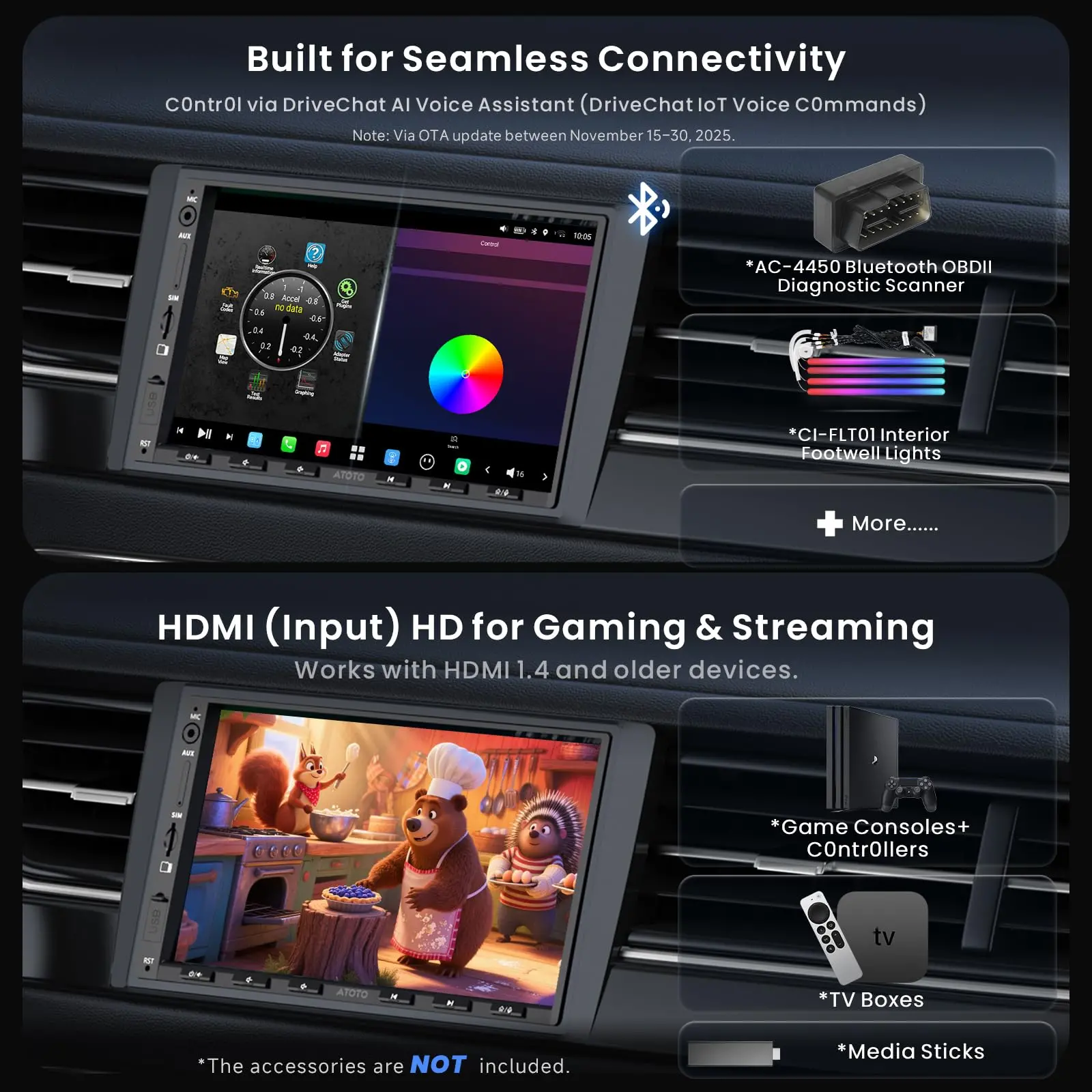 ATOTO X10G2A7E-R2 7" Double DIN Android Car Stereo with Wireless CarPlay & Backup Camera, 8G+128G, AI Android In-Dash Navigation, 4G LTE, Wireless CarPlay & Android Auto, Dual Phone Connection & Bluetooth, 36-Band EQ, HDMI Input - Image 7