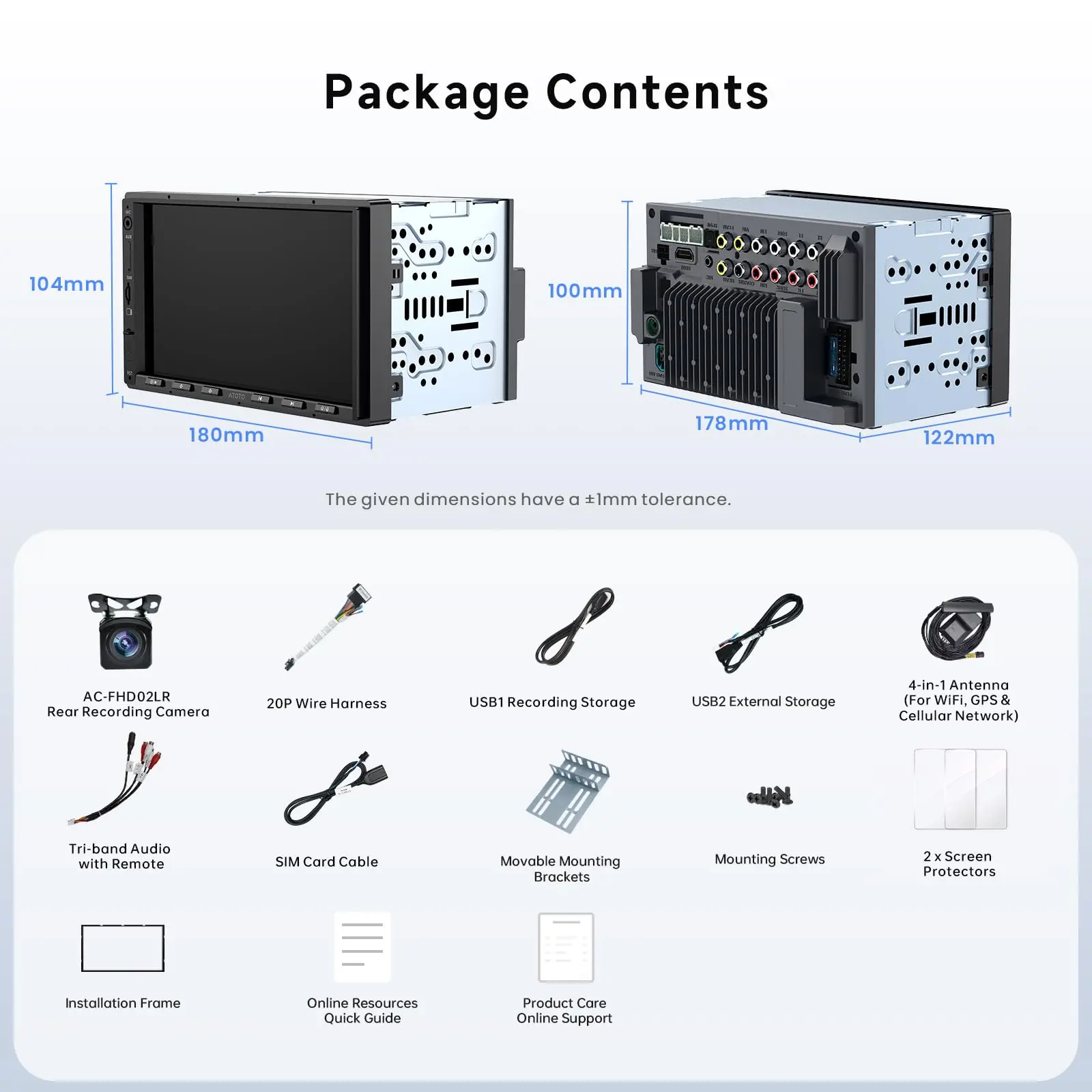 ATOTO X10G2A7E-R2 7" Double DIN Android Car Stereo with Wireless CarPlay & Backup Camera, 8G+128G, AI Android In-Dash Navigation, 4G LTE, Wireless CarPlay & Android Auto, Dual Phone Connection & Bluetooth, 36-Band EQ, HDMI Input - Image 8
