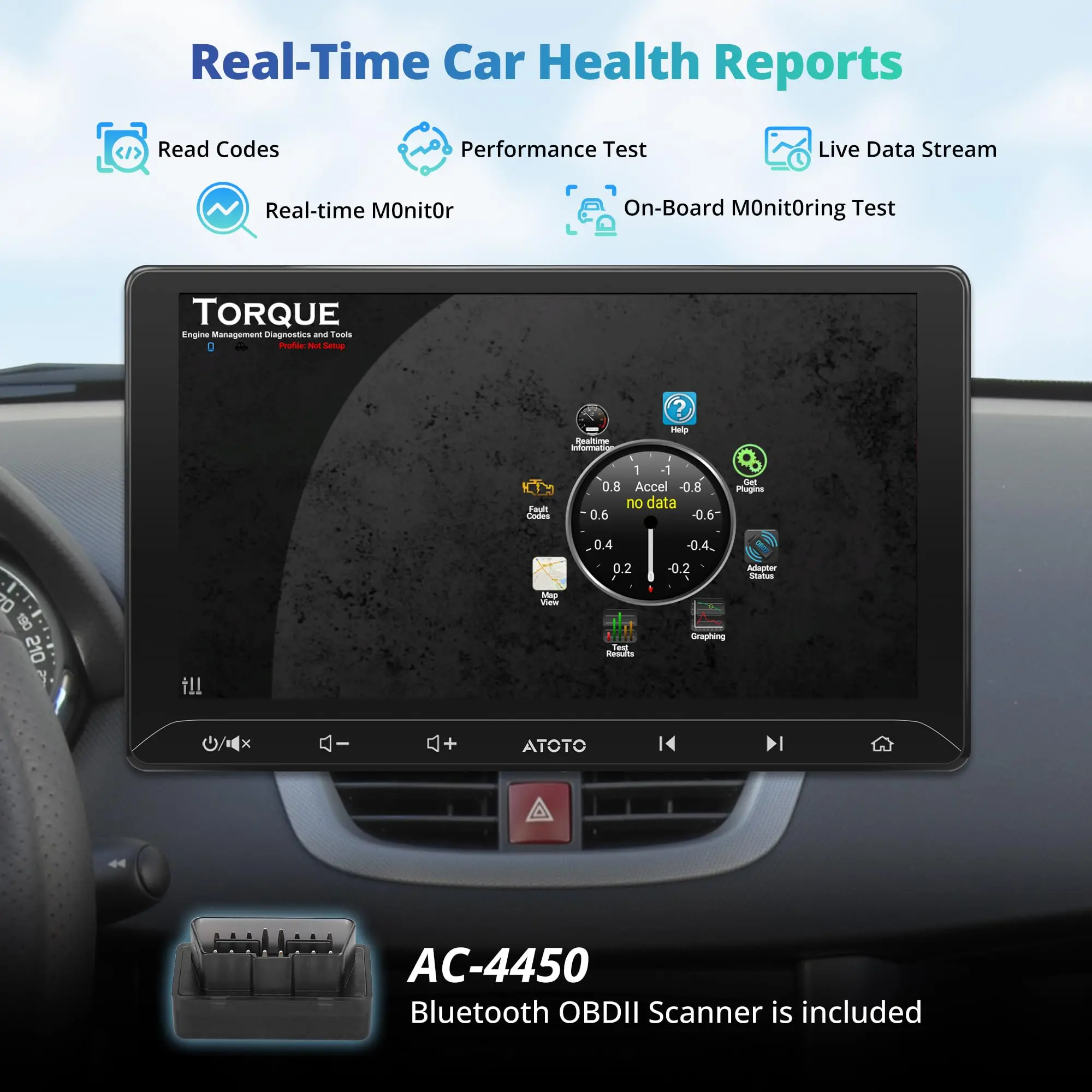 ATOTO A5LG211T 10.1" 2 Din Bluetooth Vehicle Radio with Wireless CarPlay & Android Auto, OBD2 Scanner, IPS Touchscreen, GPS Navigation, 24-Band EQ DSP, WiFi/BT/USB, 2G+32G, FM/AM - Image 8