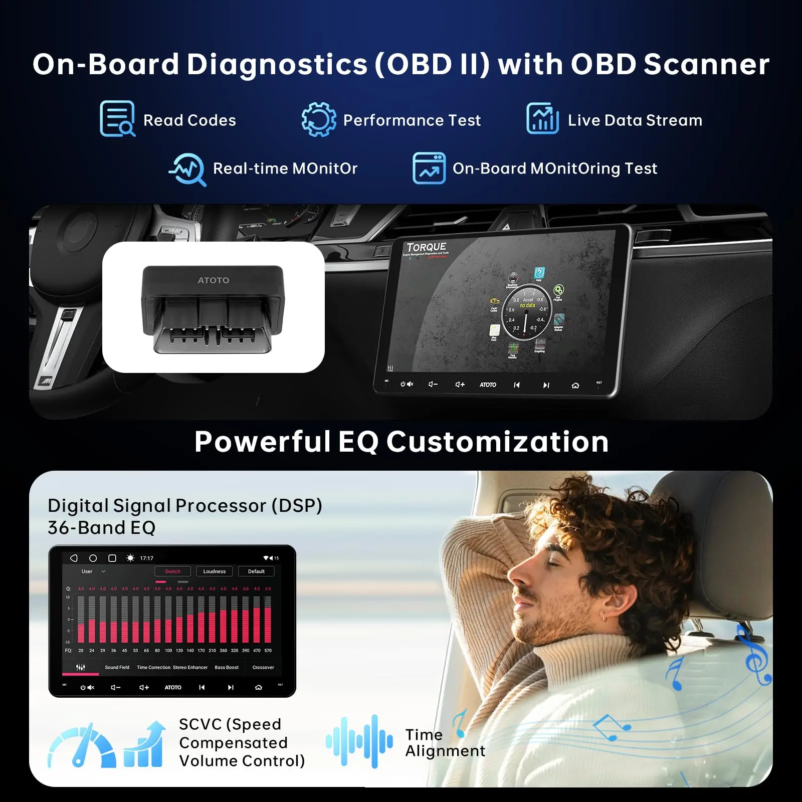 ATOTO A6G209PF 9" Android Double DIN Car Stereo with OBD, Wireless CarPlay & Android Auto, GPS, HD LRV, WiFi/BT, Dual Bluetooth, MirrorLink, 8-Core 2G+32G - Image 6