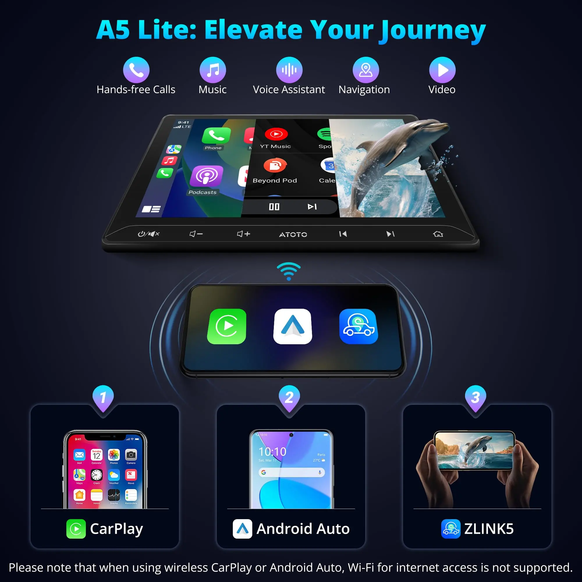 ATOTO A5LG211T 10.1" Android Double Din Radio with Wireless CarPlay/Android Auto, LRV Backup Camera & DVR Dashcam, WiFi/Bluetooth/USB Tethering, 2+32GB, 24-Band EQ & DSP, SWC/FM, MirrorLink, AI Chat - Image 3