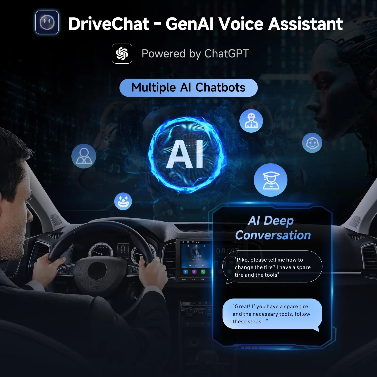 ATOTO A5LG211T 10.1" Android Double Din Radio with Wireless CarPlay/Android Auto, LRV Backup Camera & DVR Dashcam, WiFi/Bluetooth/USB Tethering, 2+32GB, 24-Band EQ & DSP, SWC/FM, MirrorLink, AI Chat - Image 7