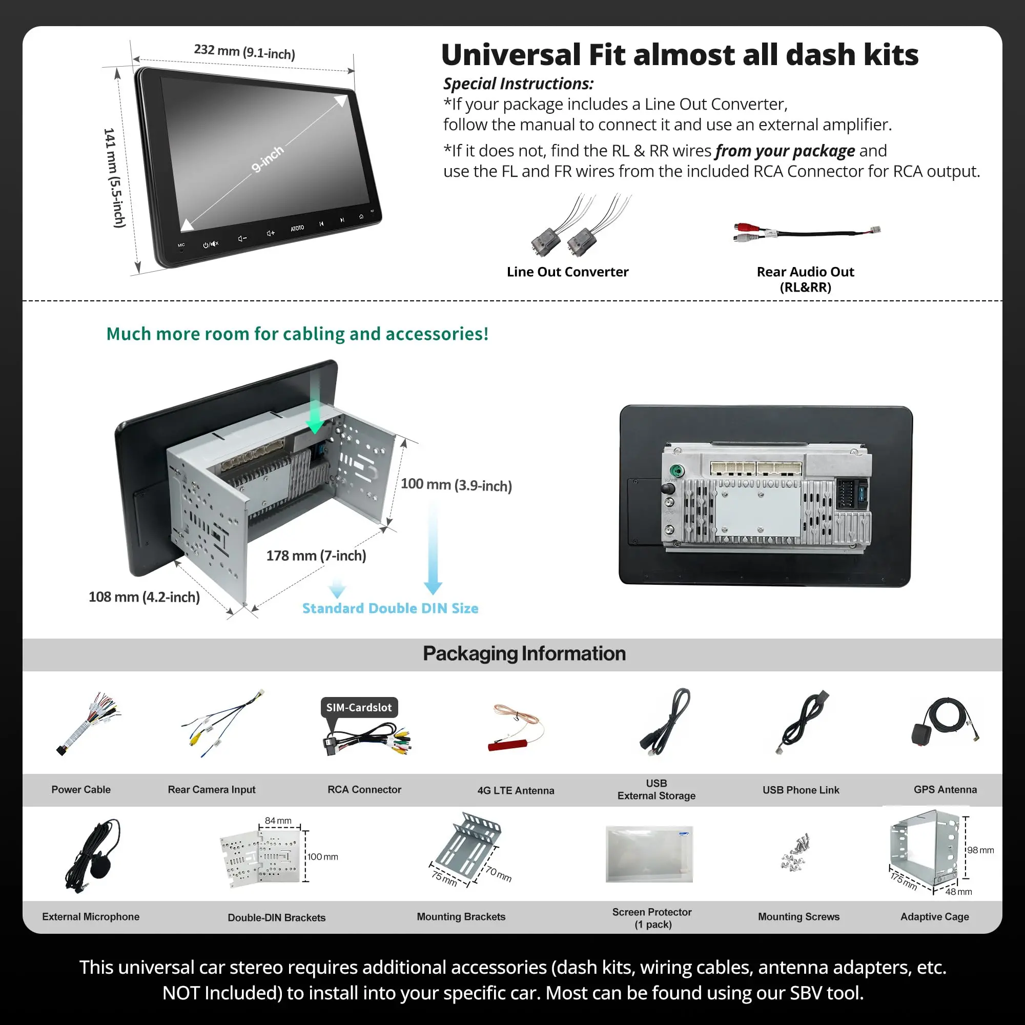 ATOTO A6G209PL 9" Double Din Car Stereo, QLED Display, 8-Core Android, 4G+64G, 4G LTE WiFi/BT/USB Tethering, Wireless CarPlay & Android Auto, MirrorLink, Dual Bluetooth, DSP, FM Radio, In-Dash Navigation - Image 7