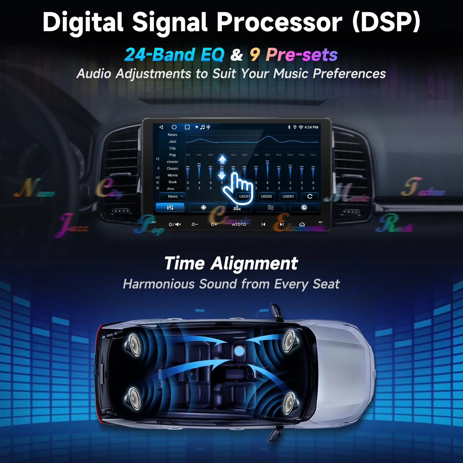 ATOTO A5LG209T 9" Double Din Android Car Stereo with Backup Camera & DVR Dashcam, Wireless Android Auto/CarPlay, GPS Tracking, Drivechat AI, WiFi/Bluetooth/USB, FM/AM/EQ, 2G+32G - Image 5