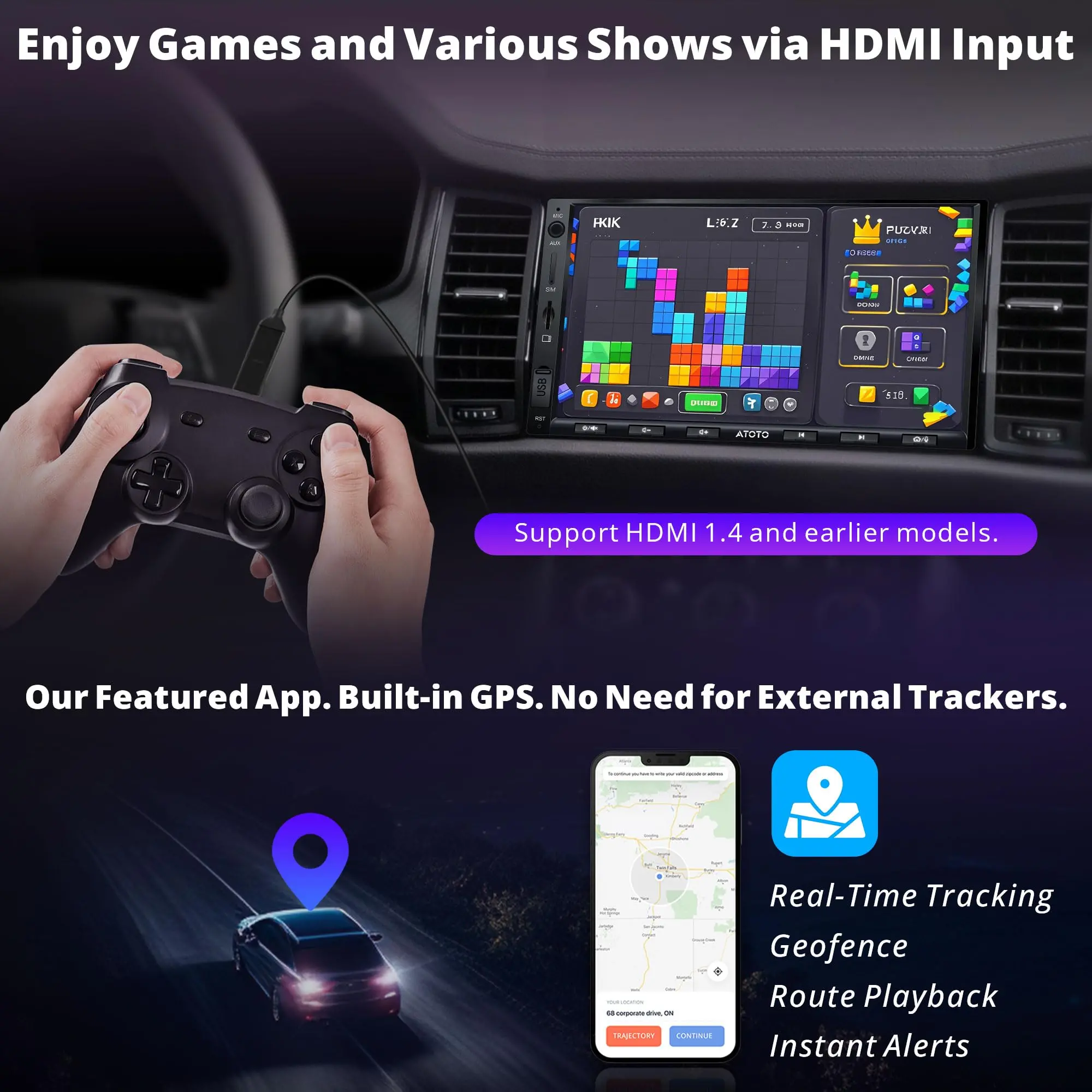 ATOTO X10G2A7E 7" Double Din Car Stereo, QLED Touchscreen CarPlay & Android Auto, Support HDMI& Dual Bluetooth, 4G LTE & WiFi, GPS Navigation - Image 5